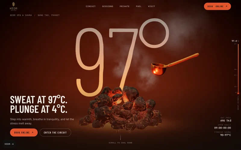 Contrast, a contrast therapy spa website concept, ember sauna to ice